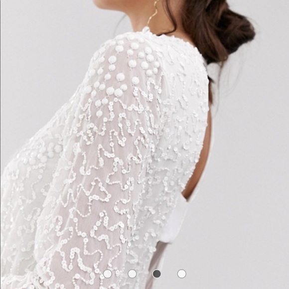 Y.A.S. Beaded open back mini dress white - Picture 3 of 4